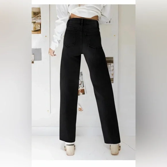 🆕High Waisted Frayed Stretchy Cropped Wide Leg Jeans - Picture 2 of 3